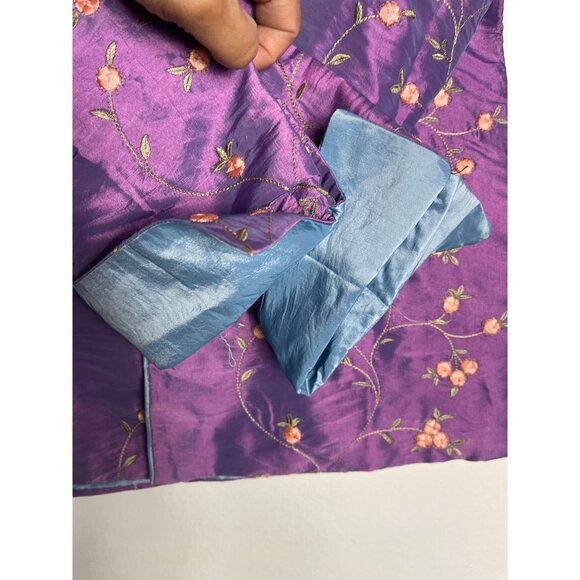 Wei Na Si Embroidery Embellished Frog Closures Iridescent Silk Jacket Purple 3XL - Picture 8 of 11